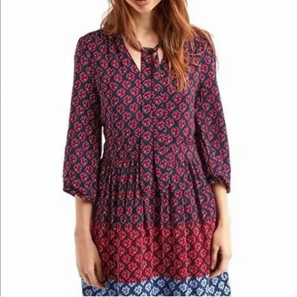 ⭐️Gap Navy Blue/Red Shamrock Clover Tied Neck Long Sleeve Dress Sz 12 - Picture 10 of 10